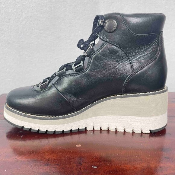 Cole Haan GrandExplore Waterproof Laceup Wedge Boots in Black Womens Size 6B - Picture 8 of 16